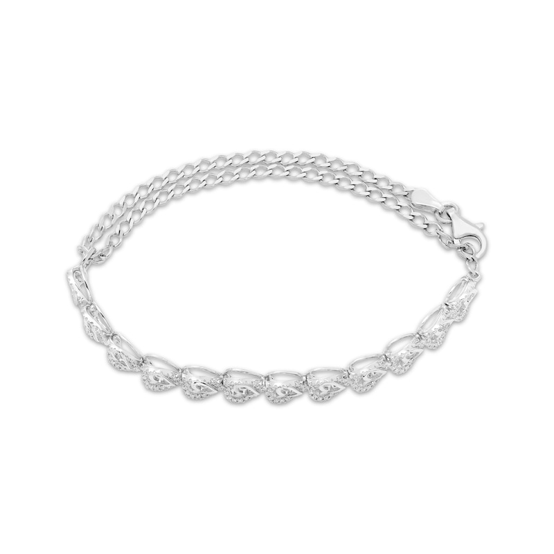 Main Image 2 of Believe in Love Diamond Double Hearts Adjustable Bracelet 1/2 ct tw 10K White Gold