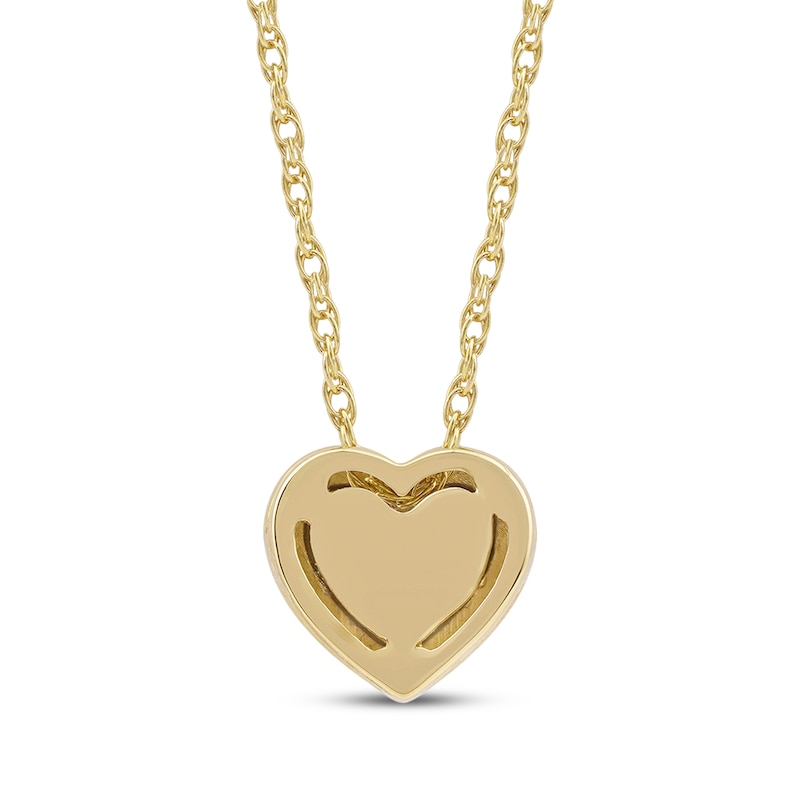 Main Image 3 of Round-Cut Diamond Solitaire Heart Frame Necklace 1/8 ct tw 10K Yellow Gold 18&quot; (I/I3)