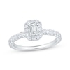 Thumbnail Image 1 of Emerald-Cut Diamond Halo Engagement Ring 3/4 ct tw 14K White Gold