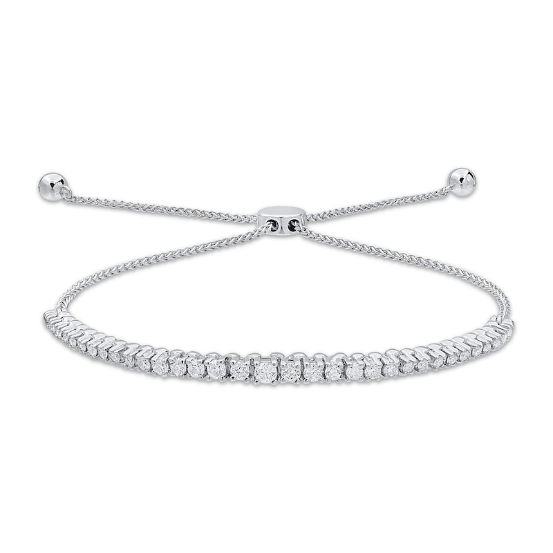 Main Image 1 of Diamond Bolo Line Bracelet 1/2 ct tw 10K White Gold