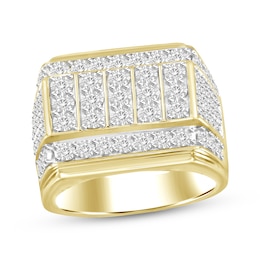 Men's Rectangle Center Stepped Diamond Fashion Ring 1 ct tw 10K Yellow Gold