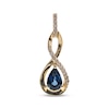 Thumbnail Image 1 of Pear Shaped Natural Blue Sapphire & Diamond Twist Necklace 1/20 ct tw 10K Yellow Gold 18&quot;