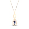 Thumbnail Image 3 of Pear Shaped Natural Blue Sapphire & Diamond Twist Necklace 1/20 ct tw 10K Yellow Gold 18&quot;