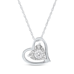 Radiant Reflections Diamond Solitaire Heart Necklace 1/5 ct tw 10K White Gold (I/I3) 18&quot;