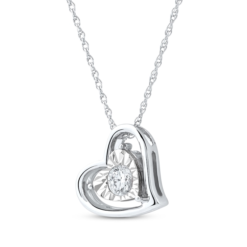 Radiant Reflections Diamond Solitaire Heart Necklace 1/5 ct tw 10K White Gold (I/I3) 18"