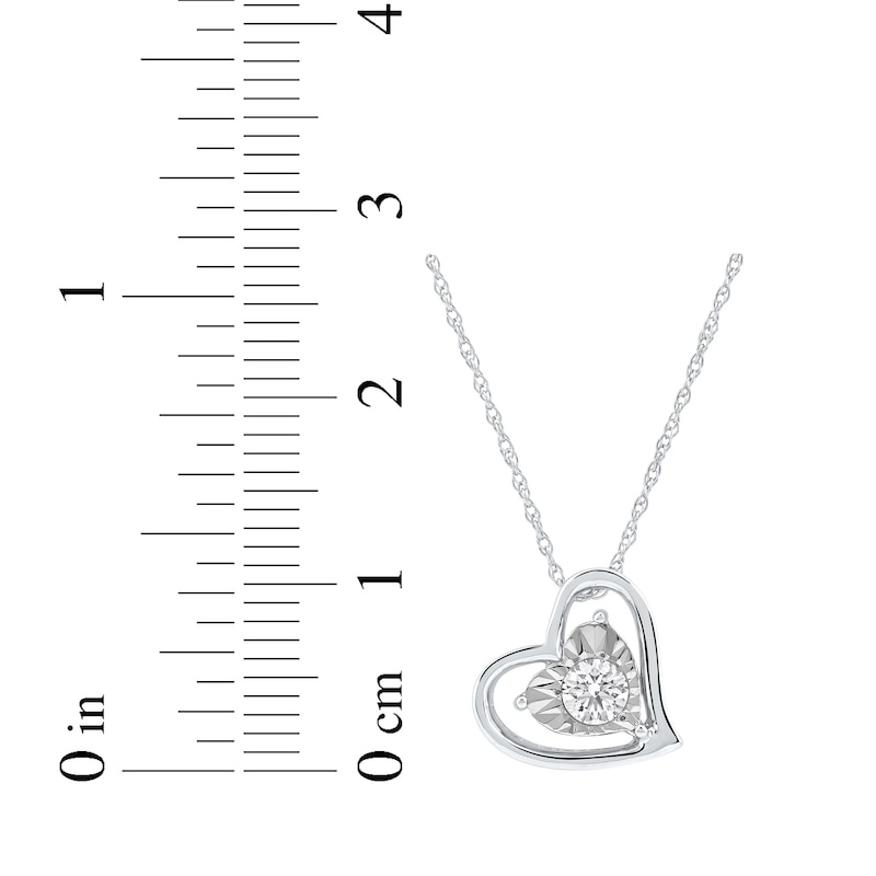 Radiant Reflections Diamond Solitaire Heart Necklace 1/5 ct tw 10K White Gold (I/I3) 18"