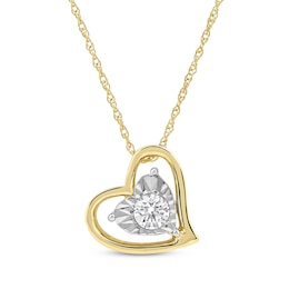 Radiant Reflections Diamond Solitaire Heart Necklace 1/5 ct tw 10K Yellow Gold (I/I3) 18&quot;