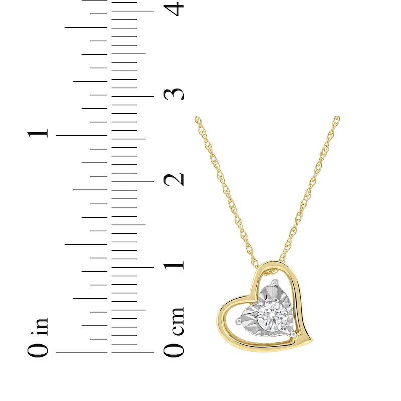 Radiant Reflections Diamond Solitaire Heart Necklace 1/5 ct tw 10K Yellow Gold (I/I3) 18"