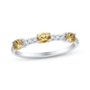 Thumbnail Image 1 of Sideways Oval-Cut Citrine & Diamond Station Ring 1/10 ct tw Sterling Silver