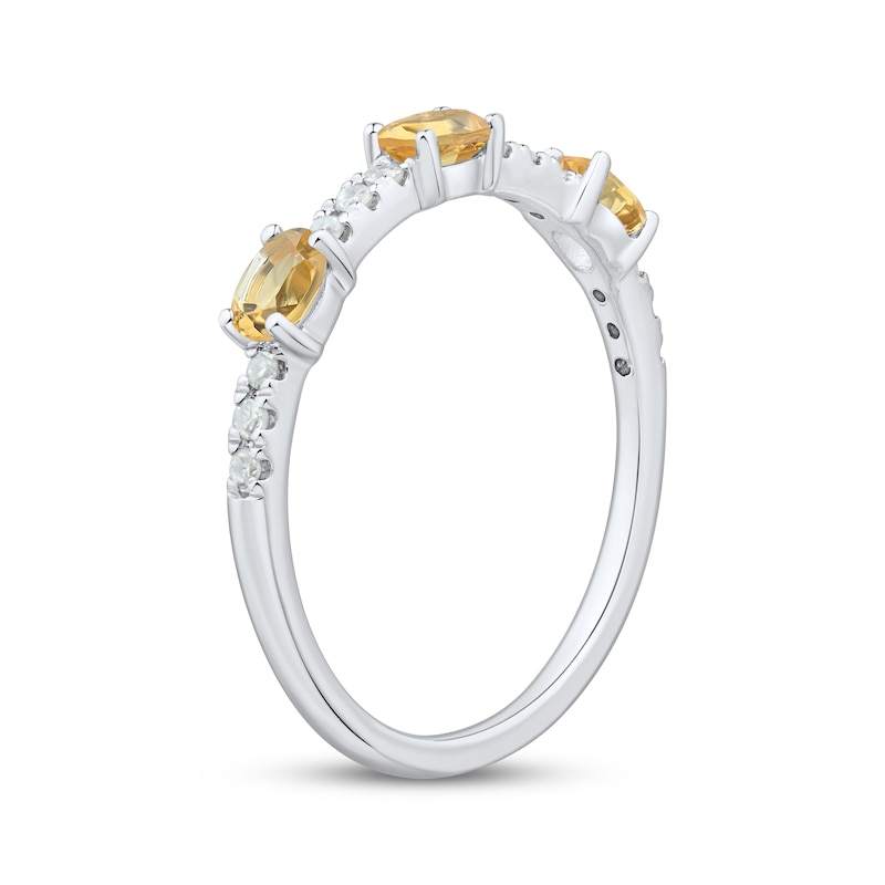 Main Image 2 of Sideways Oval-Cut Citrine & Diamond Station Ring 1/10 ct tw Sterling Silver