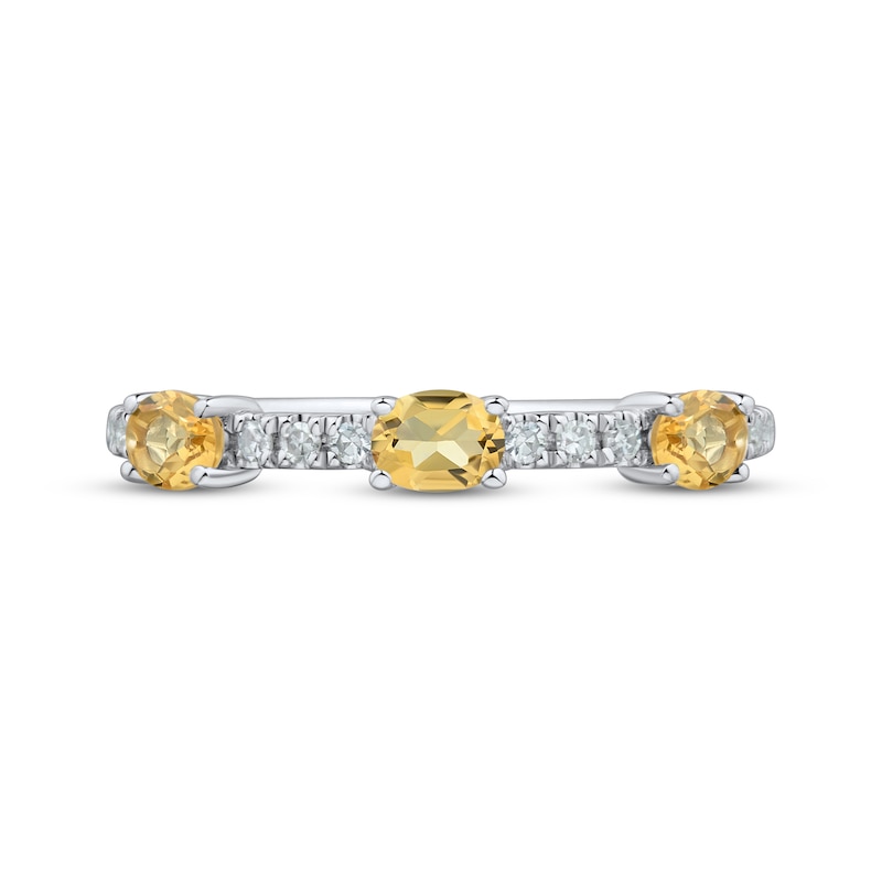 Main Image 3 of Sideways Oval-Cut Citrine & Diamond Station Ring 1/10 ct tw Sterling Silver