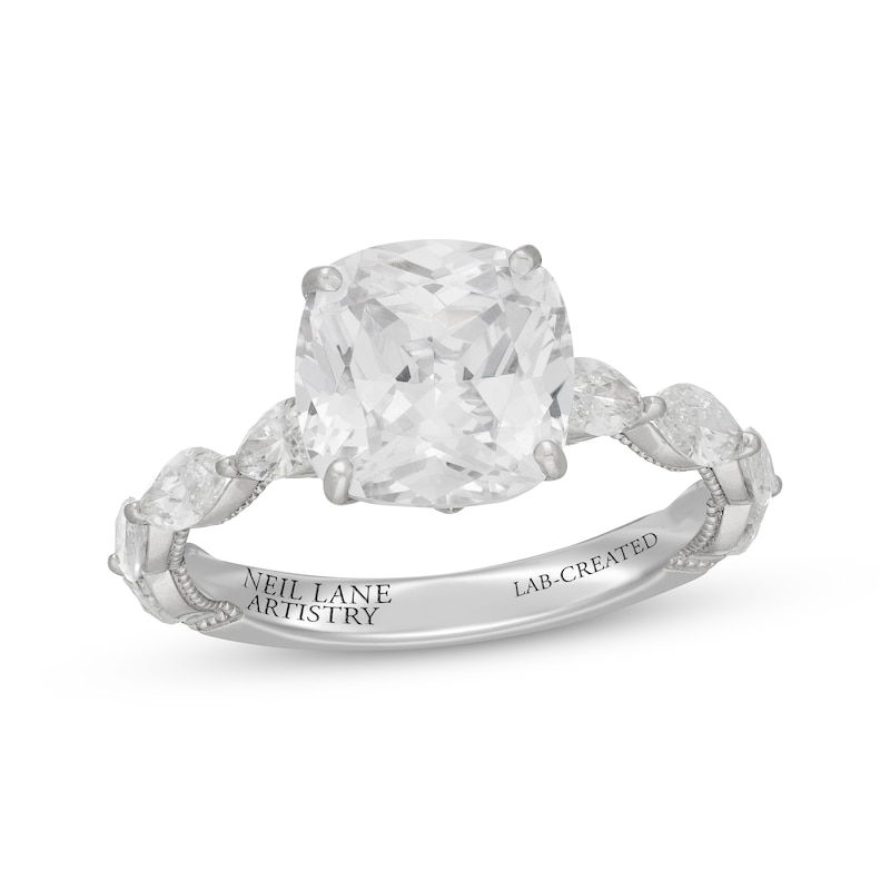 Main Image 1 of Neil Lane Artistry Cushion-Cut Lab-Grown Diamond Engagement Ring 5 ct tw 14K White Gold