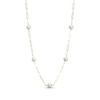 Thumbnail Image 1 of Cultured Pearl Station Paperclip Necklace 18K Yellow Gold-Plated Sterling Silver 17&quot;