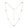 Thumbnail Image 2 of Cultured Pearl Station Paperclip Necklace 18K Yellow Gold-Plated Sterling Silver 17&quot;