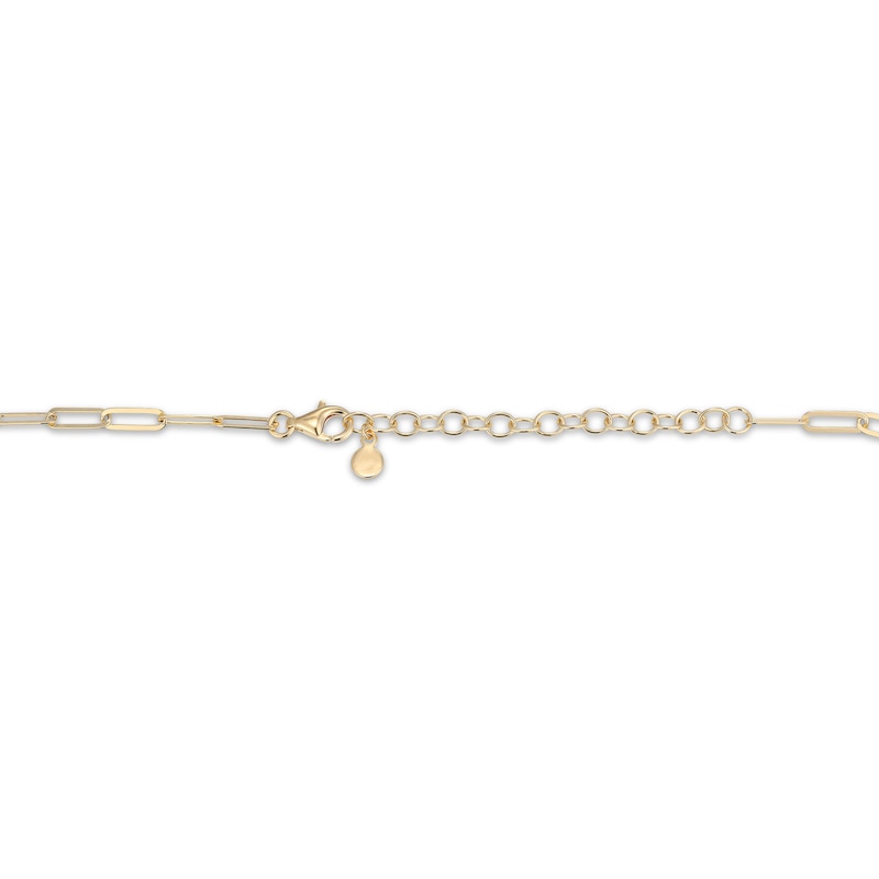 Main Image 3 of Cultured Pearl Station Paperclip Necklace 18K Yellow Gold-Plated Sterling Silver 17&quot;