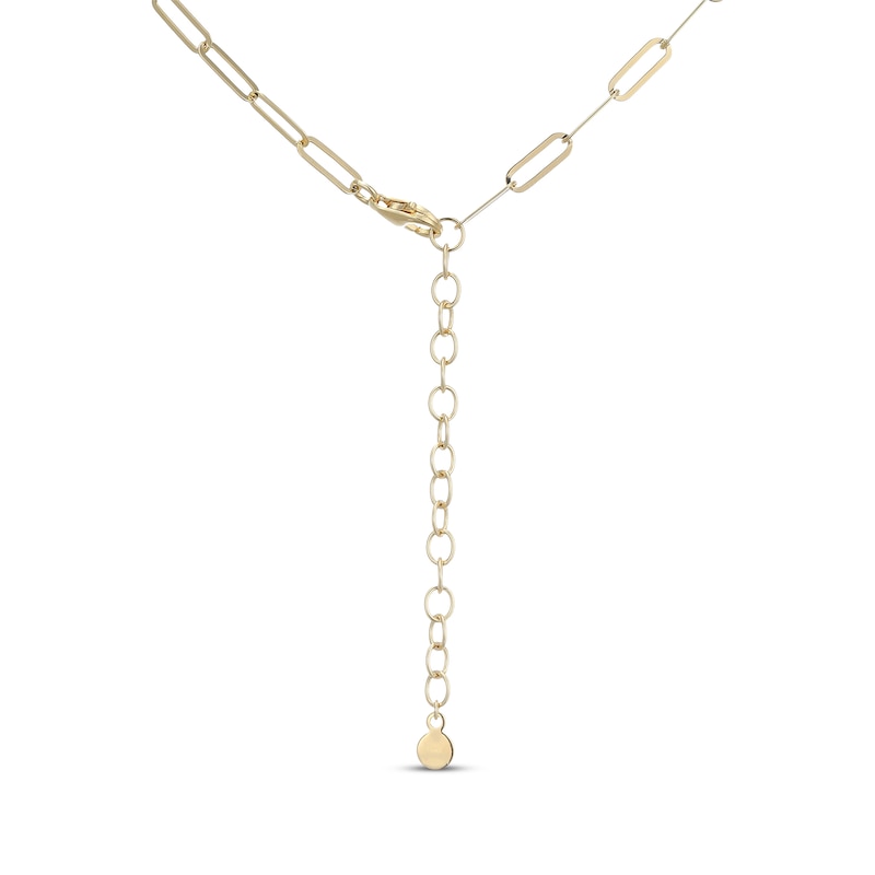 Main Image 4 of Cultured Pearl Station Paperclip Necklace 18K Yellow Gold-Plated Sterling Silver 17&quot;