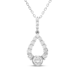 Milestones Diamond Teardrop Necklace 1/2 ct tw 10K White Gold 18&quot;