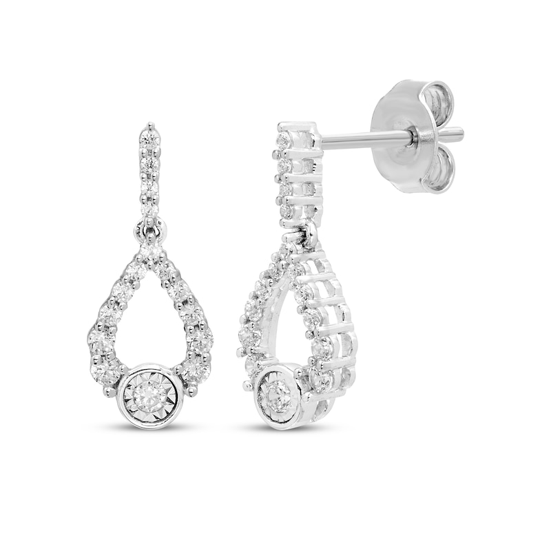 Main Image 1 of Milestones Diamond Teardrop Dangle Earrings 1/4 ct tw 10K White Gold