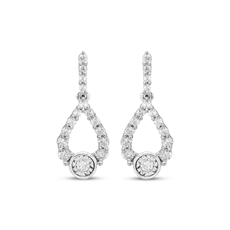 Main Image 2 of Milestones Diamond Teardrop Dangle Earrings 1/4 ct tw 10K White Gold