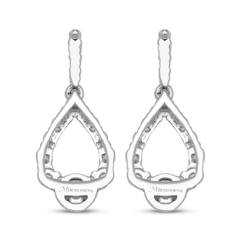 Main Image 4 of Milestones Diamond Teardrop Dangle Earrings 1/4 ct tw 10K White Gold