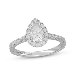 Neil Lane Pear-Shaped Diamond Halo Engagement Ring 1-1/8 ct tw 14K White Gold