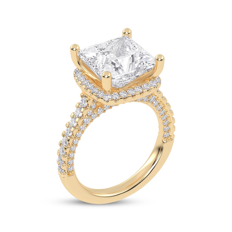 Main Image 2 of Lab-Grown Diamonds by KAY Princess-Cut Halo Engagement Ring 4-3/4 ct tw 14K Yellow Gold