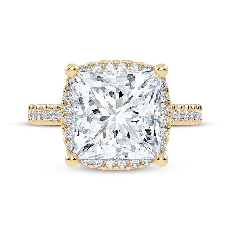 Main Image 3 of Lab-Grown Diamonds by KAY Princess-Cut Halo Engagement Ring 4-3/4 ct tw 14K Yellow Gold