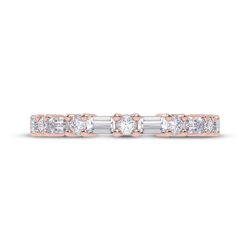 Main Image 3 of Baguette & Round-Cut Diamond Anniversary Ring 1/2 ct tw 14K Rose Gold