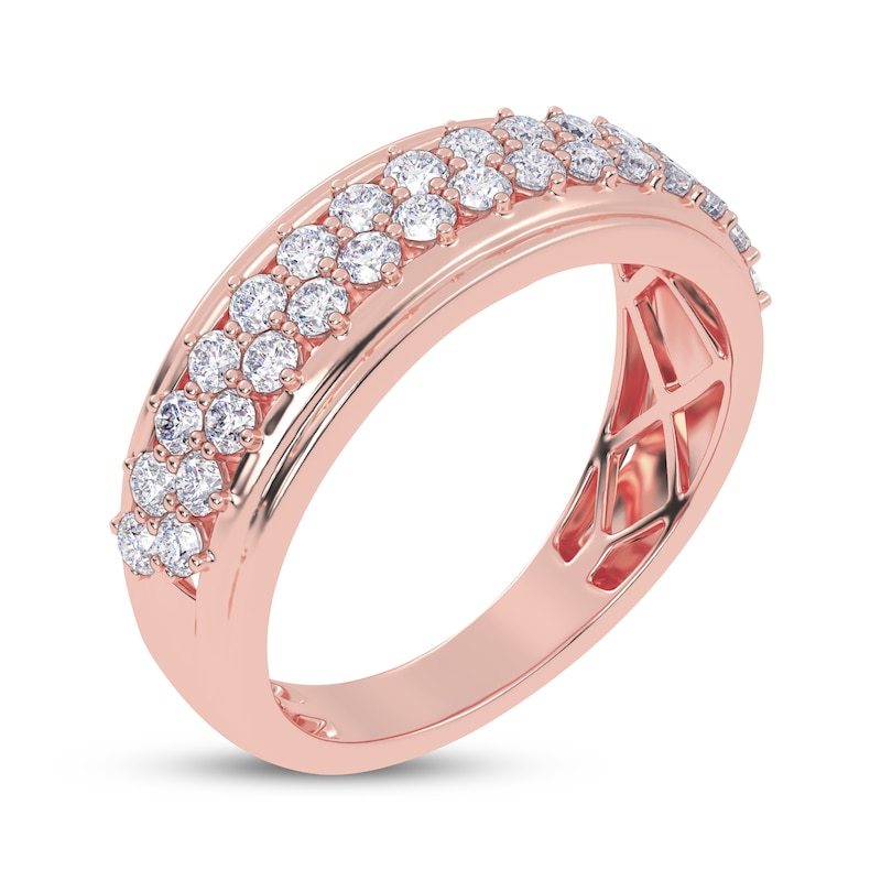 Main Image 2 of Diamond Two-Row Ring 1/2 ct tw 14K Rose Gold