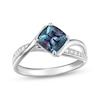 Thumbnail Image 1 of Cushion-Cut Lab-Created Alexandrite & White Lab-Created Sapphire Bypass Ring