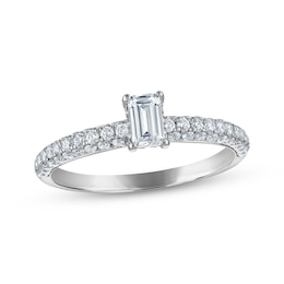 Adore Emerald-Cut Diamond Pavé Shank Engagement Ring 1 ct tw 14K White Gold