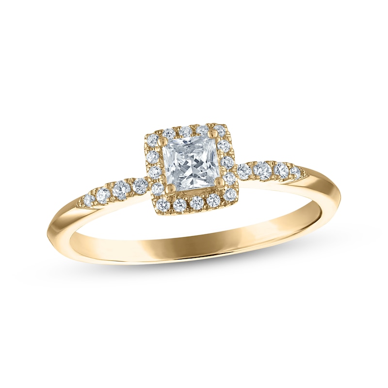 Main Image 1 of Princess-Cut Diamond Halo Engagement Ring 1/2 ct tw 10K Yellow Gold