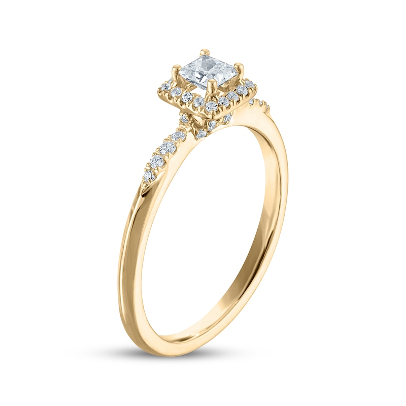 Main Image 2 of Princess-Cut Diamond Halo Engagement Ring 1/2 ct tw 10K Yellow Gold