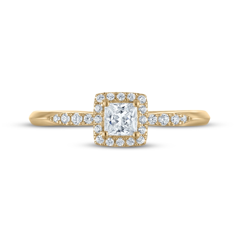 Main Image 3 of Princess-Cut Diamond Halo Engagement Ring 1/2 ct tw 10K Yellow Gold