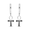 Thumbnail Image 2 of Men's Black Diamond Ankh Hoop Dangle Earrings 1/5 ct tw Sterling Silver