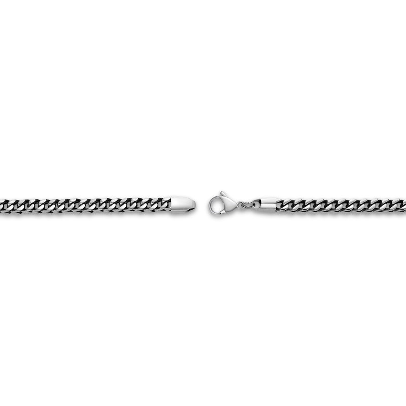 Main Image 3 of Men's Hollow Foxtail Chain Necklace 5mm Stainless Steel & Black Ion Plating 22&quot;