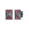 Thumbnail Image 1 of Men's Lab-Created Ruby Rectangle Stud Earrings Antique Finished Sterling Silver