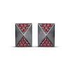 Thumbnail Image 2 of Men's Lab-Created Ruby Rectangle Stud Earrings Antique Finished Sterling Silver