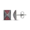 Thumbnail Image 3 of Men's Lab-Created Ruby Rectangle Stud Earrings Antique Finished Sterling Silver