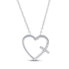 Thumbnail Image 1 of Diamond Heart with Cross Necklace 1/10 ct tw Sterling Silver 18&quot;