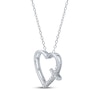 Thumbnail Image 2 of Diamond Heart with Cross Necklace 1/10 ct tw Sterling Silver 18&quot;