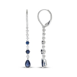 Cirari Couture Pear-Shaped Blue Sapphire & Diamond Drop Earrings 1/4 ct tw 14K White Gold