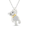 Thumbnail Image 1 of White & Black Diamond Teddy Bear Necklace 1/10 ct tw Sterling Silver & 10K Yellow Gold 18"