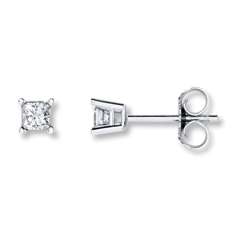 Main Image 1 of Diamond Solitaire Earrings 1/3 ct tw Princess-cut 14K White Gold (K/I2)