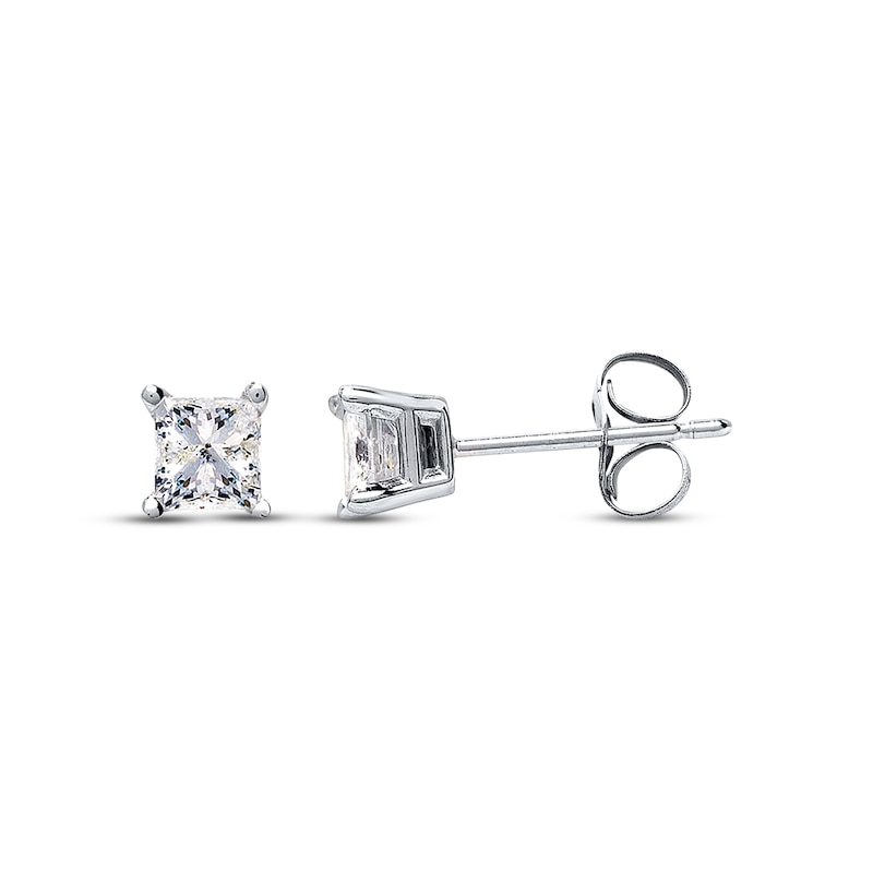 Main Image 1 of Diamond Solitaire Earrings 3/4 ct tw Princess 14K Gold (K/I2)