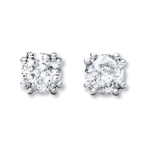 Diamond Solitaire Earrings 1 ct tw Round-cut 10K White Gold (J/I3)