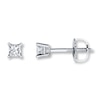 Thumbnail Image 1 of Diamond Solitaire Earrings 1/3 cttw Princess-cut 14K White Gold (K/I1)