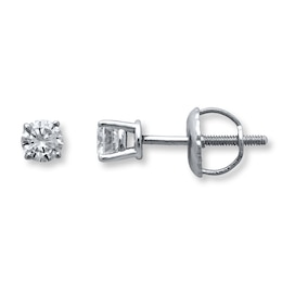 Diamond Solitaire Earrings 1/4 cttw Round-cut 14K White Gold (K/I1)