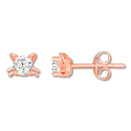 Diamond Solitaire Cat Earrings 1/2 ct tw Round 14K Rose Gold (I/I2)