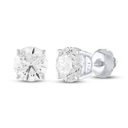 Certified Diamond Solitaire Earrings 2 ct tw 18K White Gold (I/VS2)